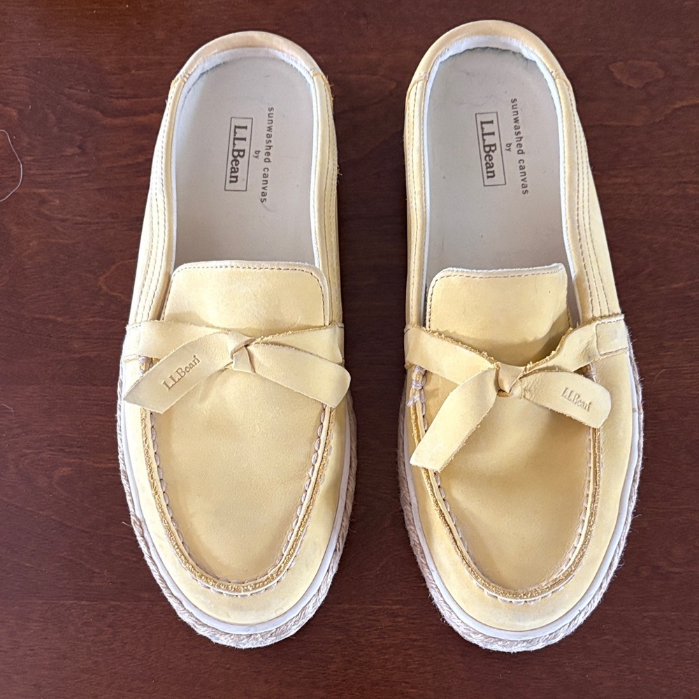 L.L. Bean Yellow Canvas Bow Espadrille Flats